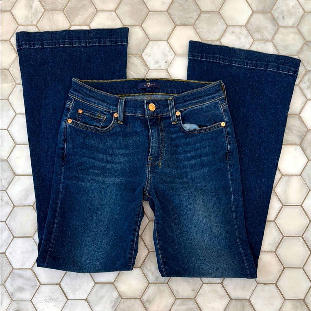 7 For All Mankind Blue Flare Wide Leg Jeans - Tailorless Dojo
